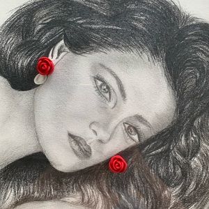 Hand Made Polymer Clay Earrings Stud Simple Rose